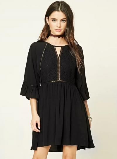 Oasap Comfortable Round Neck Half Sleeve Dress