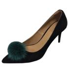 Oasap Point Toe Stiletto Heels Slip-on Pompon Pumps