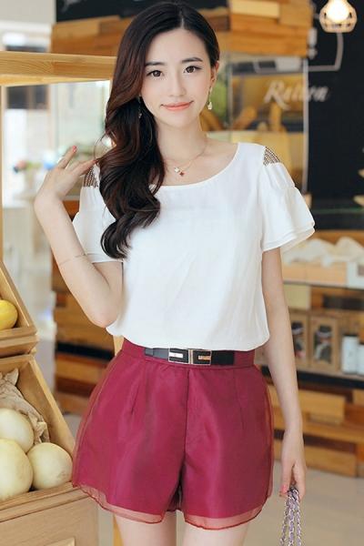 Oasap Solid Organza Shorts