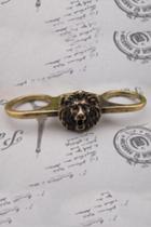 Oasap Lion Head Three-shank Ring