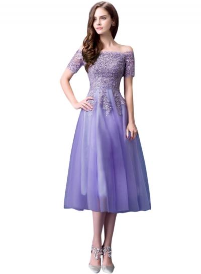 Oasap Sequin Trim Lace Off Shoulder Mesh Dress
