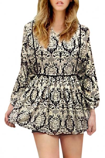 Oasap Vintage Tribal Print Graphic Chiffon Tunic Top
