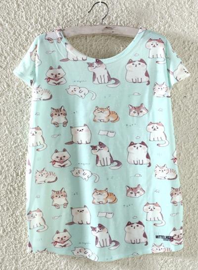 Oasap Short Sleeve Cartoon Printed Pullover Tee Shirt