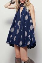 Oasap V Neck Sleeveless Print Tank Tunic Dress