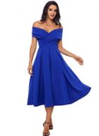 Oasap Off Shoulder Midi Pleated Party Dress