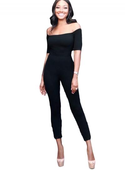 Oasap Fashion Off Shoulder Short Sleeve Slim Fit Jumpsuit