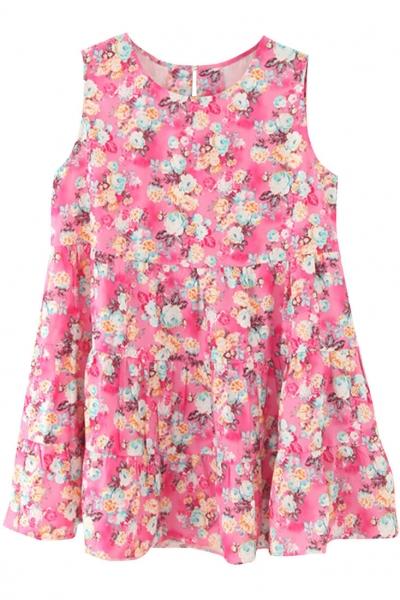 Oasap Spring Floral Print A-line Tunic