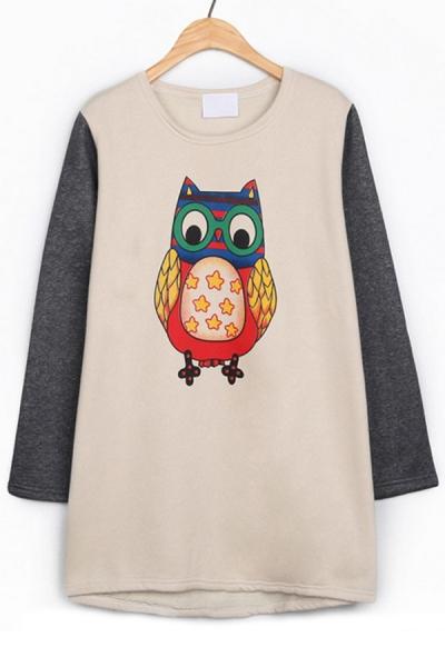 Oasap Owl High-low Fleece Sweatshirt