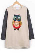 Oasap Owl High-low Fleece Sweatshirt