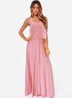 Oasap Elegant Sleeveless Lace Panel Maix Pleated Prom Dress