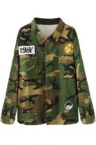 Oasap Camo Print Long Sleeve Jacket For Women