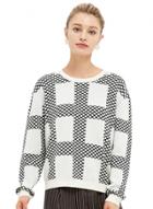 Oasap Women's Color Block Plaid Print Pullover Sweater