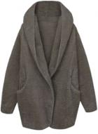 Oasap Women's Fashion Long Sleeve Open Front Fleece Hooded Coat
