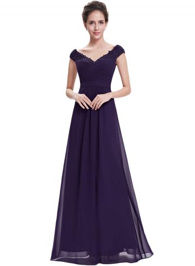 Oasap Women's Elegant Lace Paneled Ruffled Prom Dress