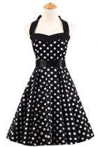 Oasap Vintage Polka Dot Print Halter Dress