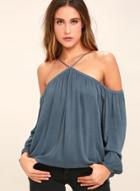 Oasap Pleated Off Shouler Tee Shirt