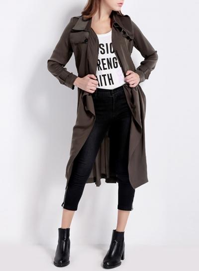 Oasap Women's Open Front Tie Waist Trench Coat