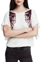 Oasap Women Chic Sequin Decor Batwing Sleeve Loose Fit Blouse