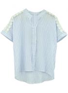 Oasap Women's Casual High Low Hem Pullover Stripes Shirt
