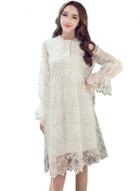 Oasap Sweet Long Sleeve Embroidered Organza Dress