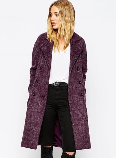 Oasap Women's Double Breast Lapel Front Woolen Coat