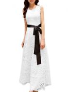 Oasap Women's Elegant Sleeveless Lace Maxi Dress With Belt