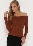 Oasap Slash Neck Long Sleeve Solid Color Slim Fit Tee Shirt