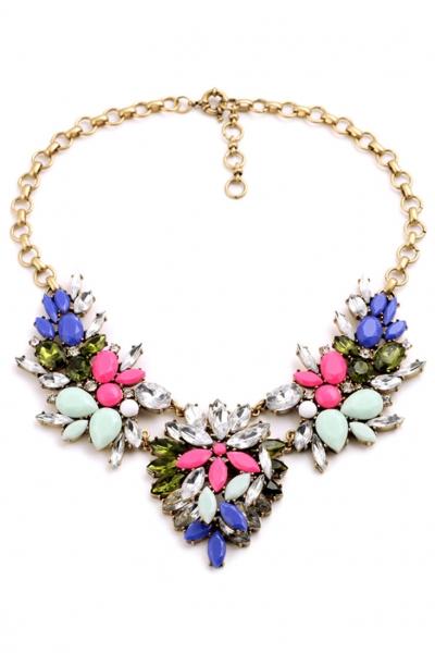 Oasap Demure Stones Cluster Dangle Necklace