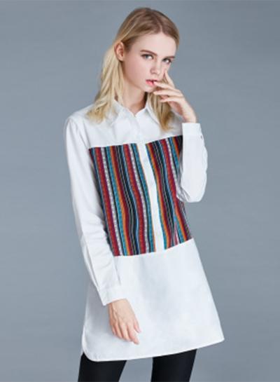 Oasap Casual Striped Print Button Down Shirt