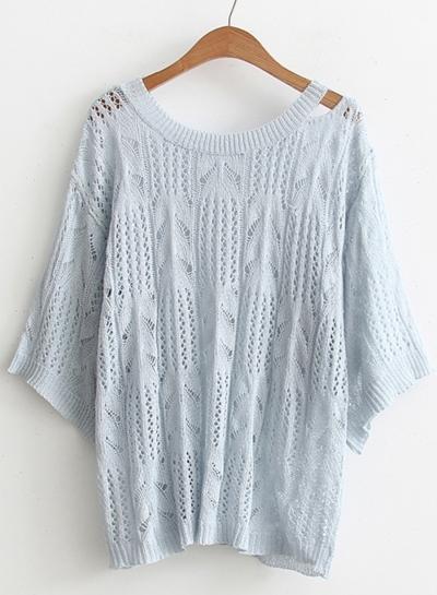 Oasap Cutout Shoulder Hollow Out Knit Sweater