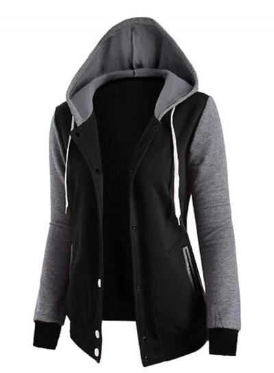 Oasap Patchwork Single Breasted Casual Hoodie