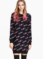 Oasap Letter Print Round Neck Pullover Sweatshirt Dress