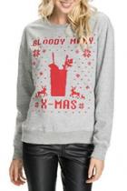 Oasap Christmas Print Round Neck Long Sleeve Knit Sweater