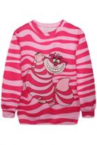 Oasap Stripe Crush Cartoon Print Sweatshirt