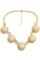 Oasap Luxe Faux Pearl Metallic Statement Necklace