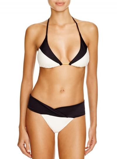 Oasap Black And White Panel Bikini