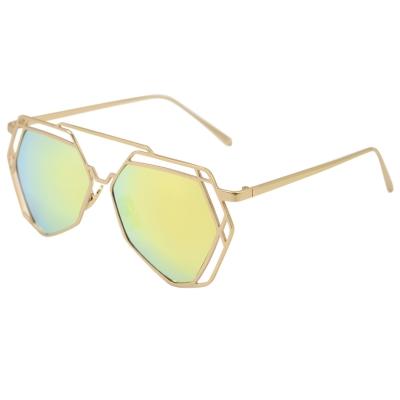 Oasap Unisex's Fashion Metal Frame Flat Mirrored Lens Polygon Sunglasses
