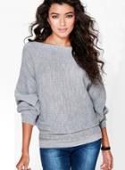 Oasap Fashion Solid Batwing Sleeve Loose Pullover Tee