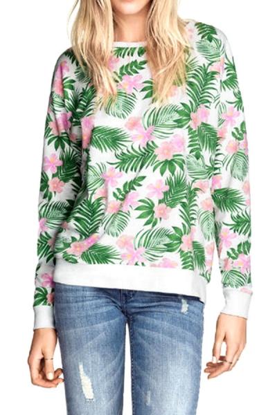Oasap Foliage French Terry Sweatshirt