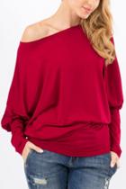 Oasap Oversized Batwing Sleeve Stretch Cotton Tee
