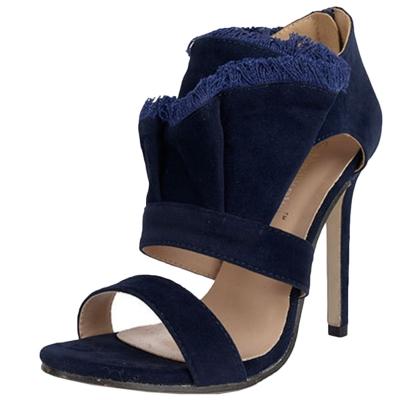Oasap Peep Toe Stiletto Heels Tassel Suede Sandals