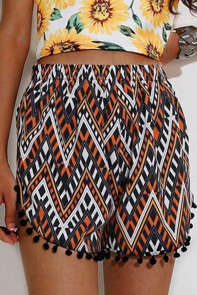 Oasap Hot Graphic Printed Elastic Waist Shorts