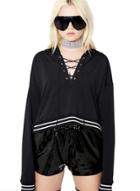 Oasap Casual Long Sleeve Striped Hem Hooded Sweatshirt
