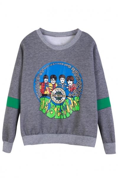 Oasap Graphic Cartoon Paneled Sweatshirt