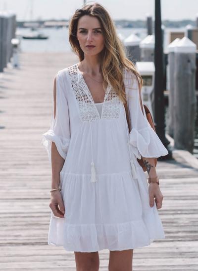 Oasap Loose Fit Off Shoulder Bikini Cover Up Dress