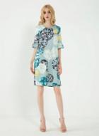Oasap Flounce Sleeve Floral Print Dress
