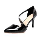 Oasap Solid Color High Heels Pointed Toe Buckle Pumps