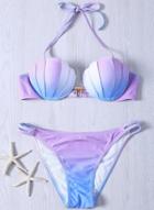 Oasap Fashion Gradient Color Shell Bikini Swimwear