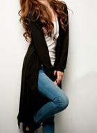 Oasap V Neck Long Sleeve Single Breasted Longline Cardigan