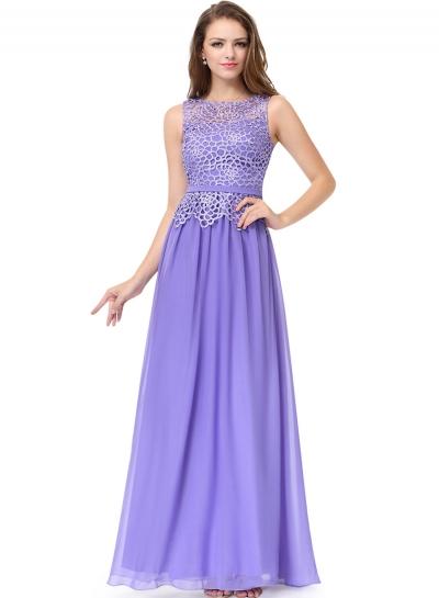 Oasap Women's Lace Paneled Round Neck Sleeveless Prom Dress